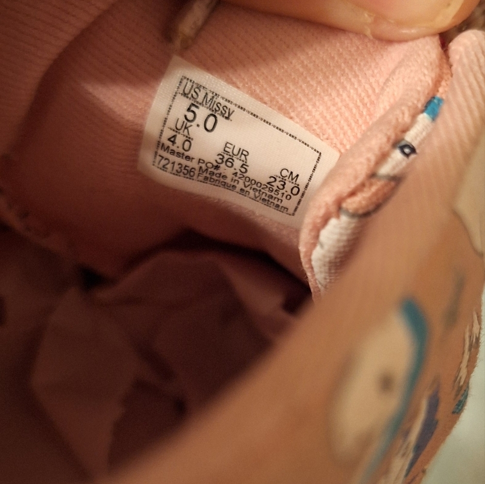 Vans Pink Unicorn Lace Up Sneakers Skater Canvass Used Size 5 - Picture 7 of 7
